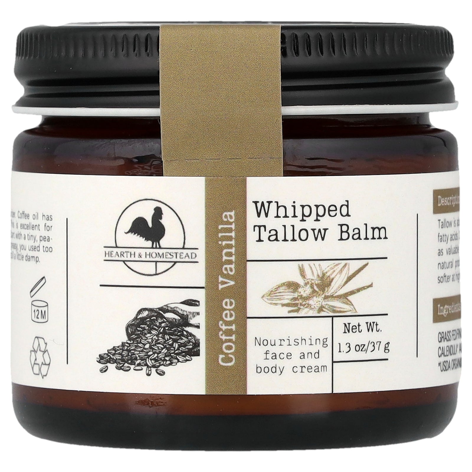 Hearth and Homestead, Whipped Tallow Balm, Coffee Vanilla, 1.3 oz (37 g)