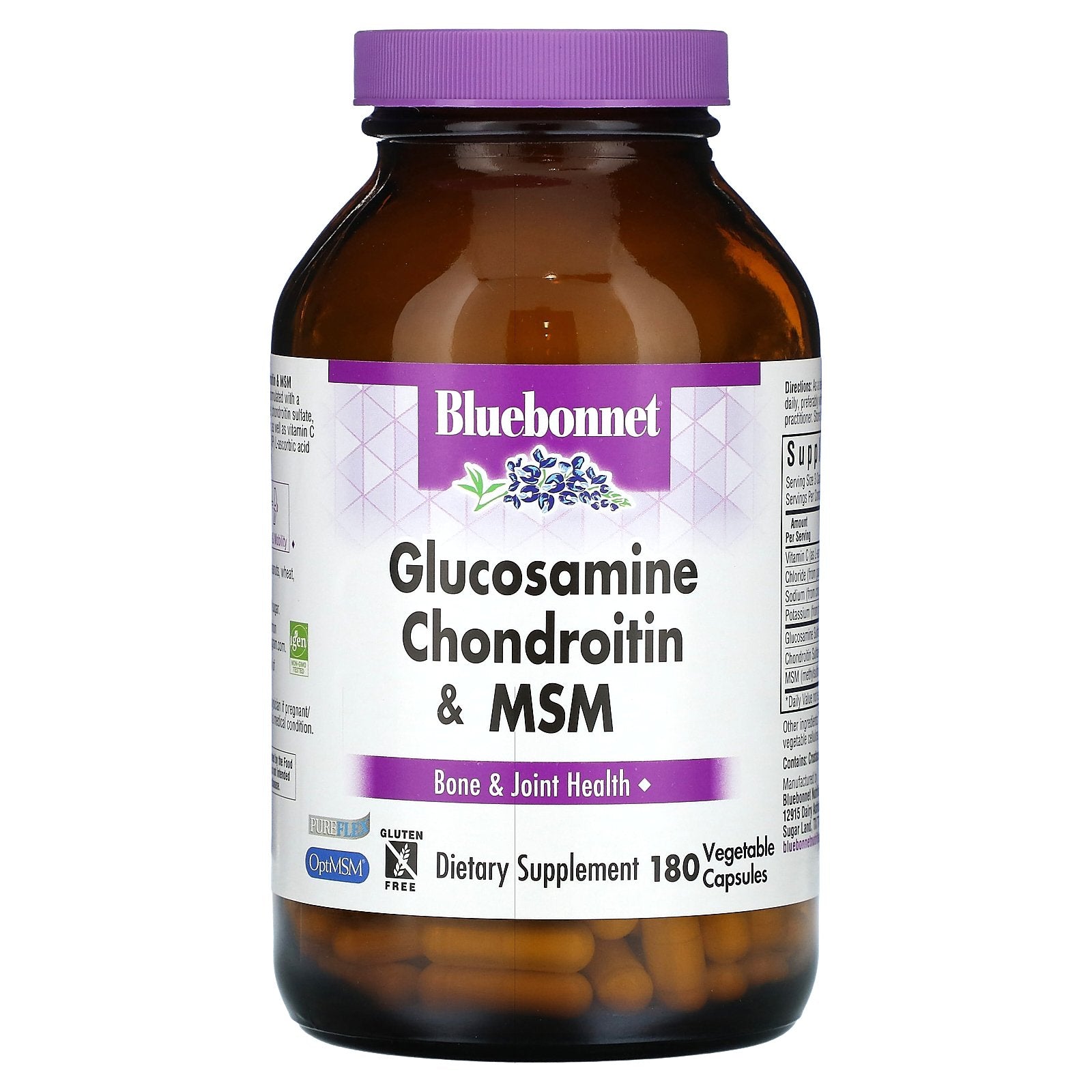 Bluebonnet Nutrition, Glucosamine Chondroitin & MSM, 180 Vegetable Capsules