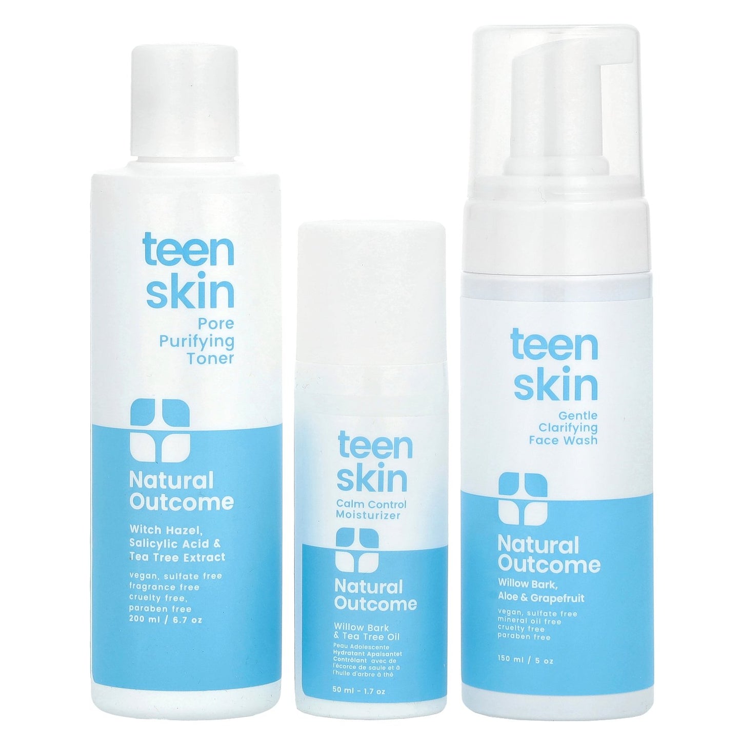 Natural Outcome, Teen Skin, Everyday Face Kit, 3 Piece Kit