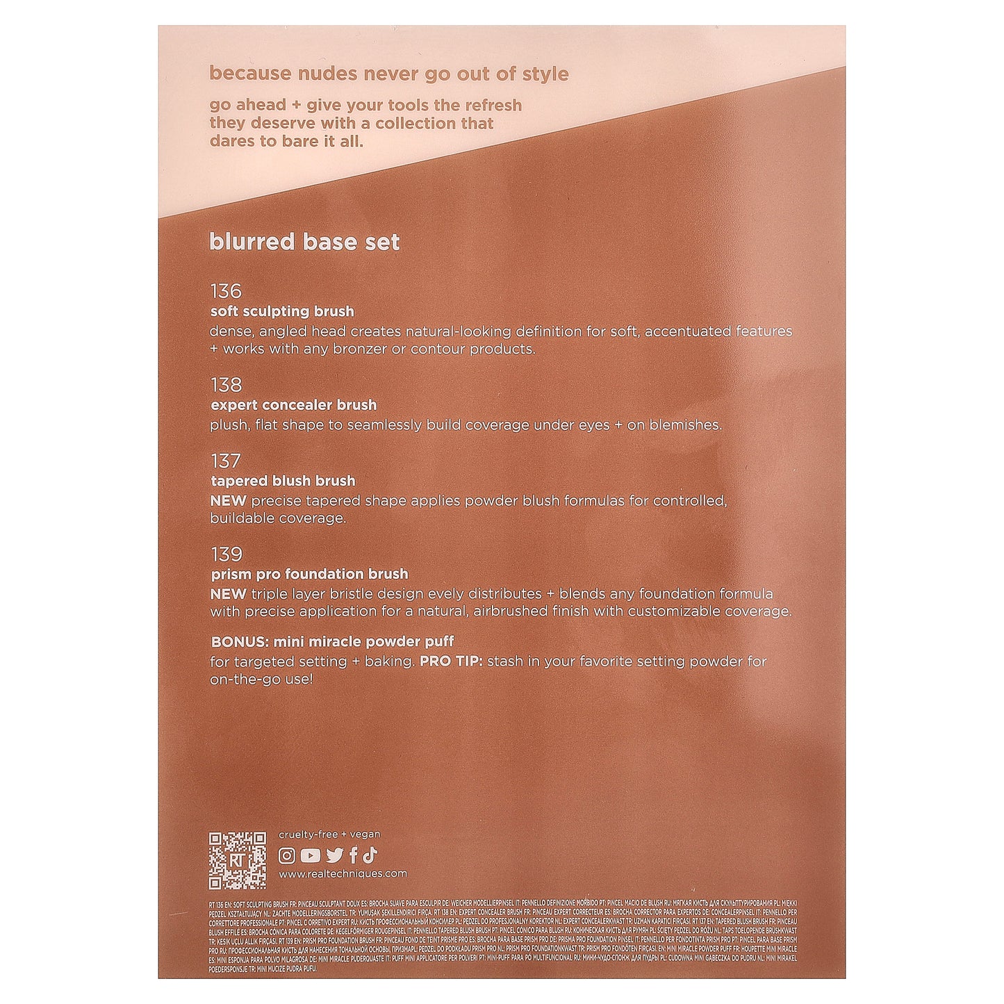 Real Techniques, New Nudes 2.0, Blurred Base Set, 5 Piece Set