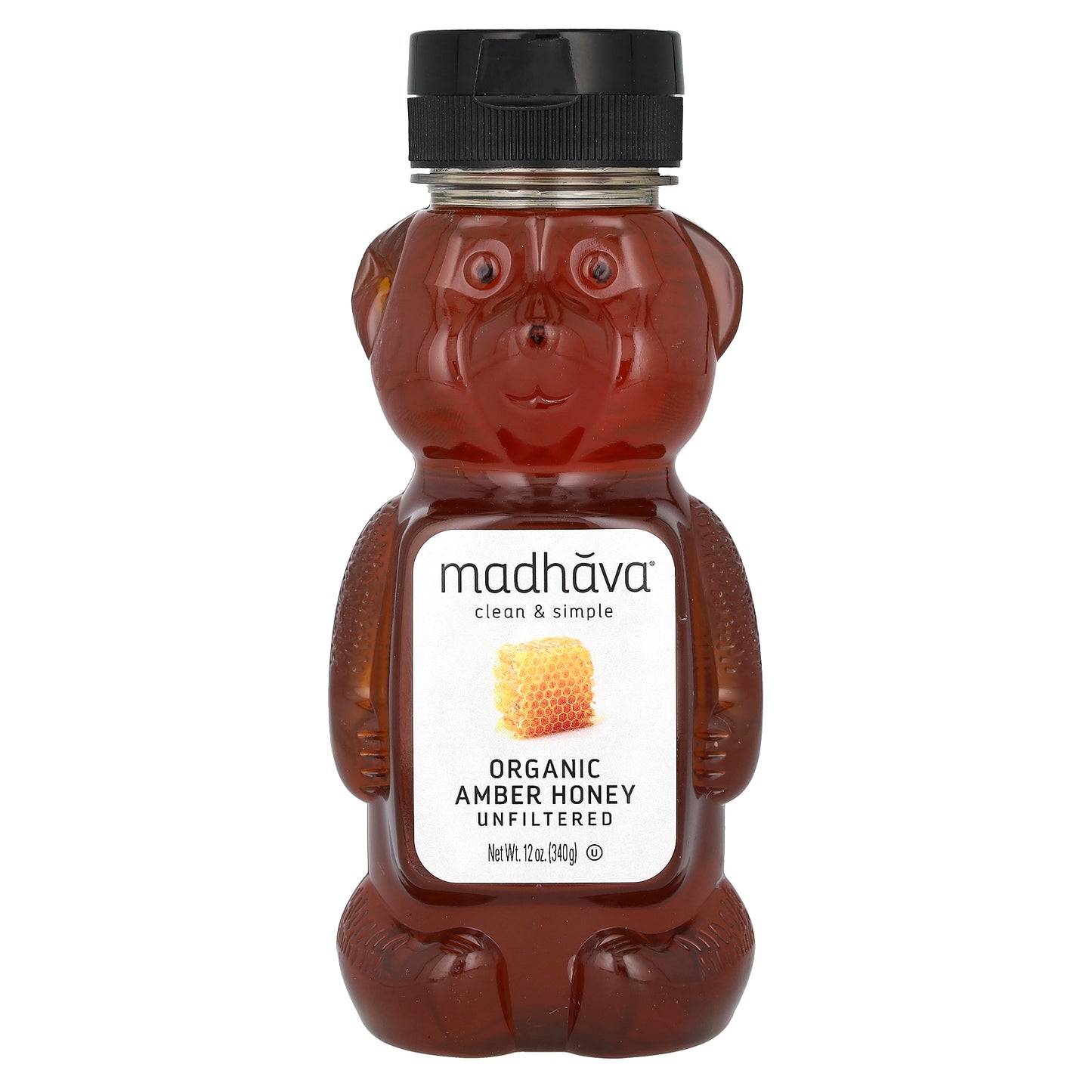 Madhava, Organic Amber Honey, Unfiltered, 12 oz (340 g)
