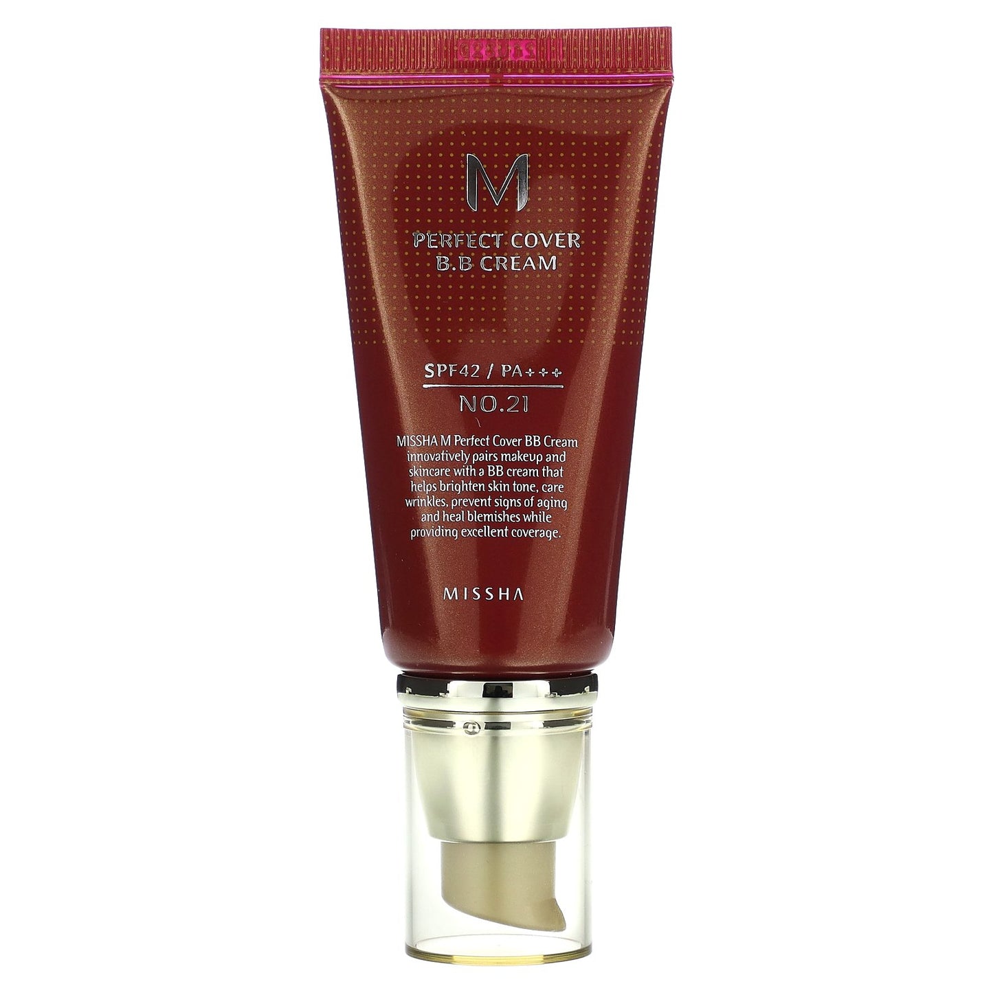 Missha, M Perfect Cover B.B Cream, SPF 42 PA+++, No. 21 Light Beige, 1.7 oz (50 ml)