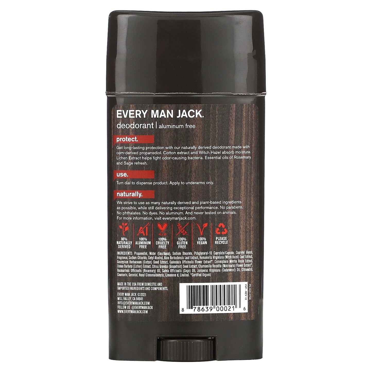 Every Man Jack, Deodorant, Aluminum Free, Cedarwood, 3 oz (85 g)