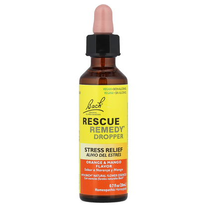 Bach, Rescue Remedy® Dropper, Stress Relief, Orange & Mango, 0.7 fl oz (20 ml)
