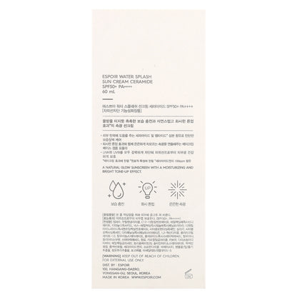 Espoir, Water Splash Sun Cream, Ceramide, SPF 50+ PA ++++, 60 ml