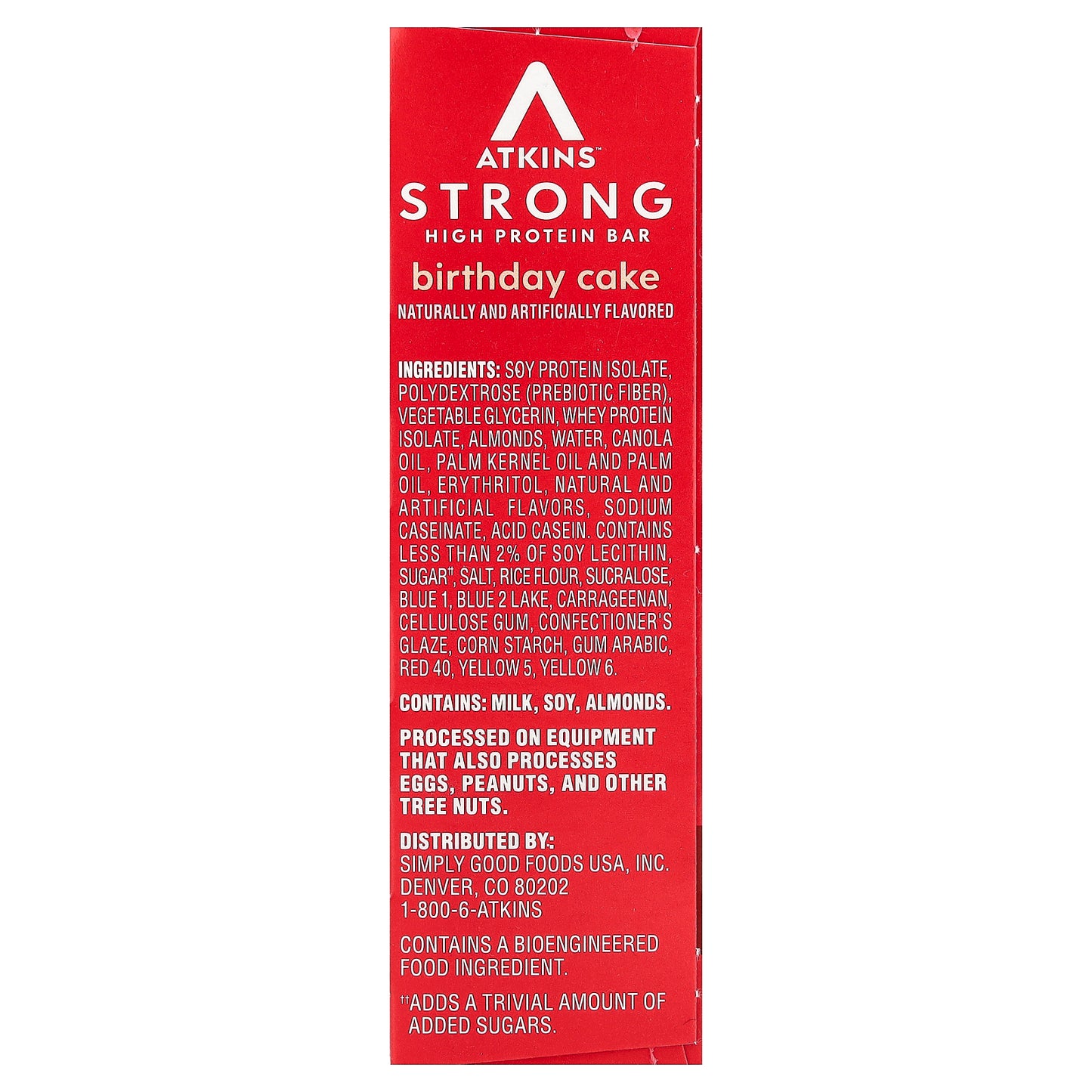 Atkins, Strong, High Protein Bar, Birthday Cake, 4 Bars, 2.12 oz (60 g) Each