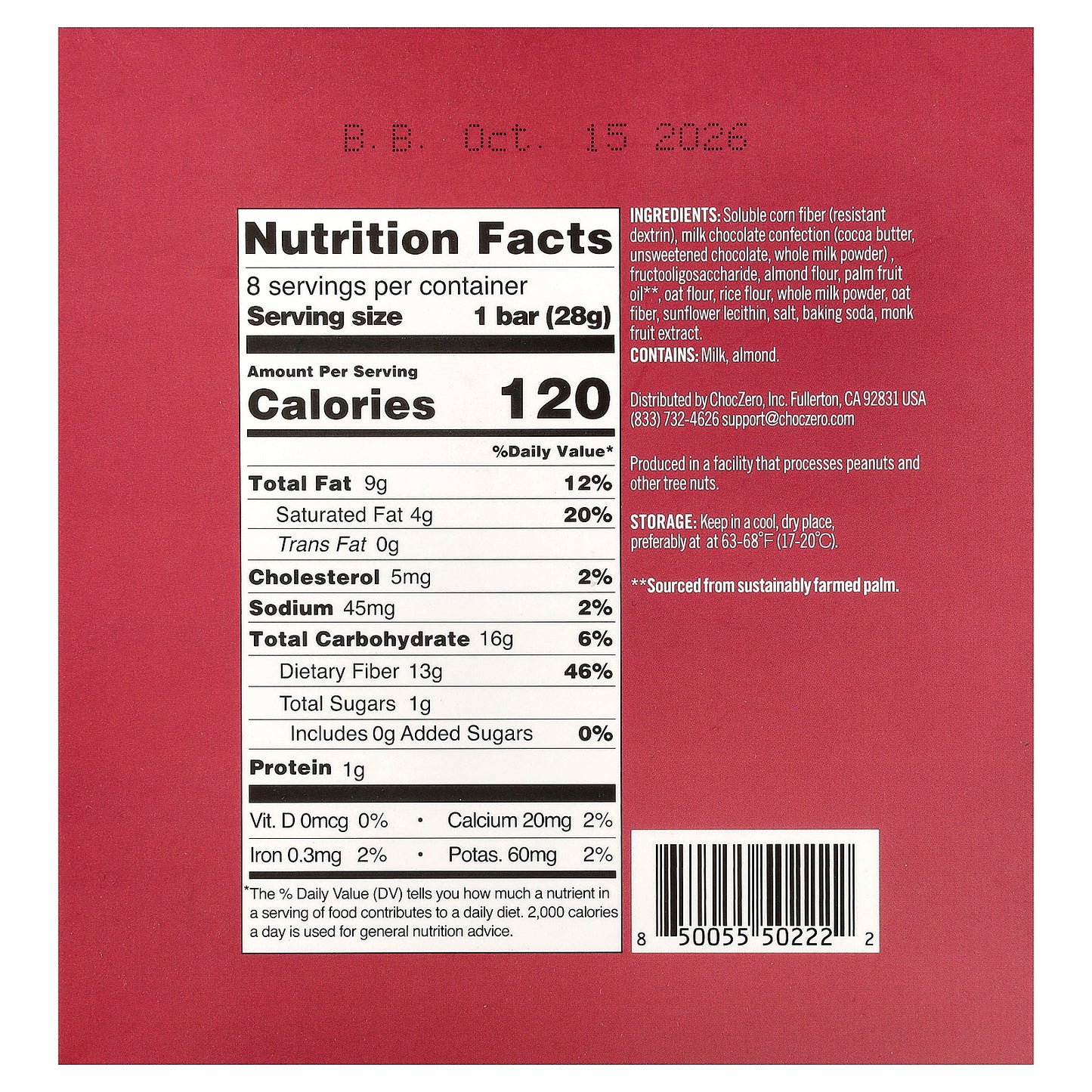 ChocZero, Bestie Candy Bar, Milk, Caramel & Shortbread, 8 Individually Wrapped Bars, 1 oz (28 g) Each