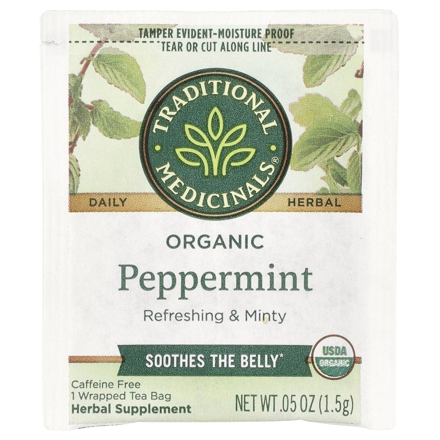 Traditional Medicinals, Herbal Tea, Organic Peppermint, Caffeine Free , 48 Tea Bags, 2.53 oz (72 g)