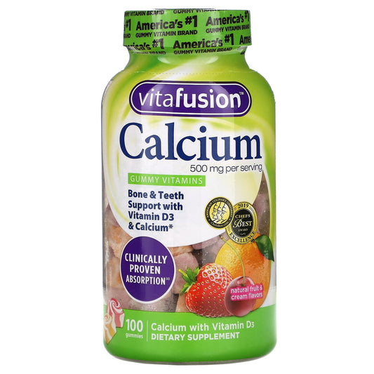 VitaFusion, Calcium, Natural Fruit & Cream Flavors, 500 mg, 100 Gummies (250 mg per Gummy)