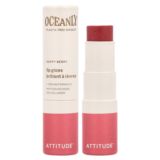 ATTITUDE, Oceanly™, Lip Gloss, Happy Berry, 0.12 oz (3.4 g)