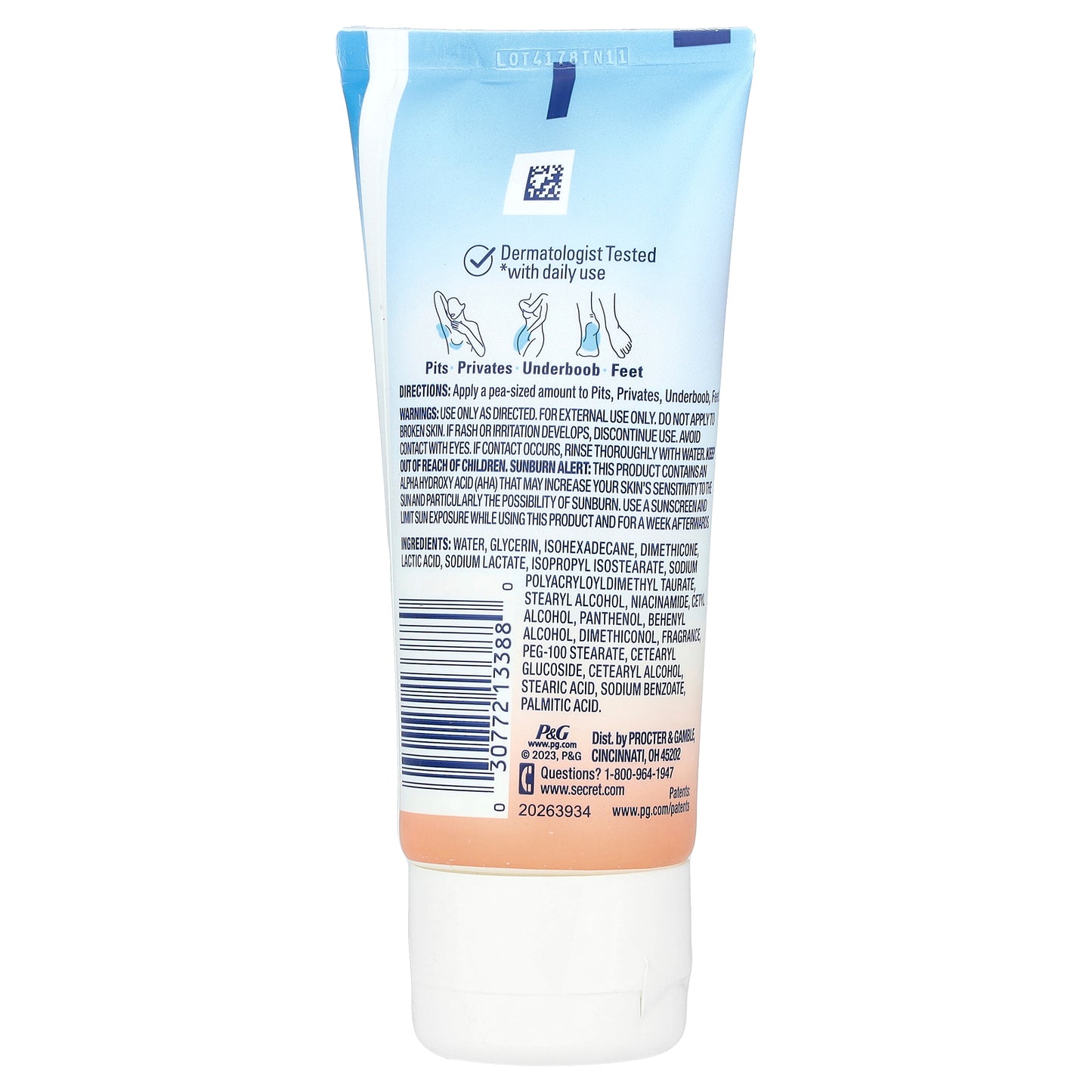 Secret, Whole Body Deodorant, Aluminum Free Invisible Cream, Peach + Vanilla Blossom, 3 oz (85 g)