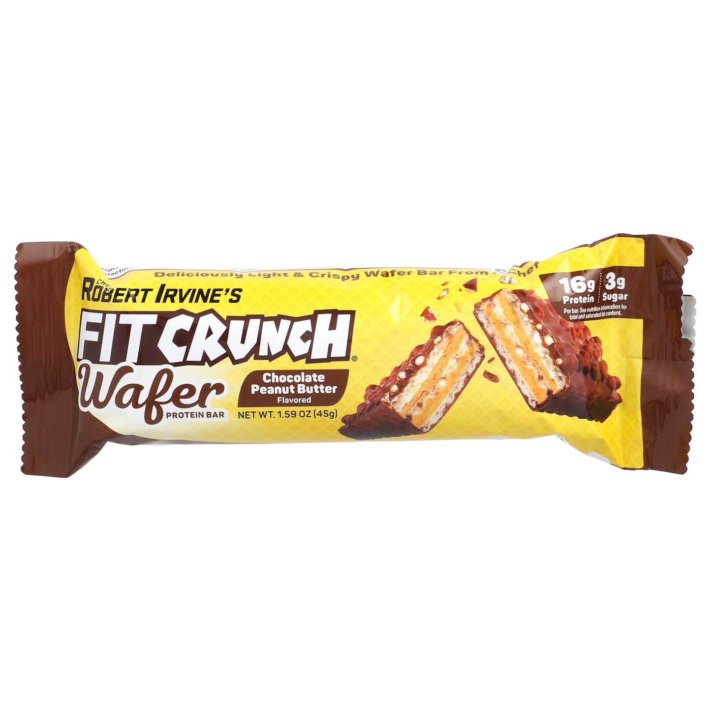 FITCRUNCH, Wafer Protein Bar, Chocolate Peanut Butter, 9 Bars, 1.59 oz (45 g) Each