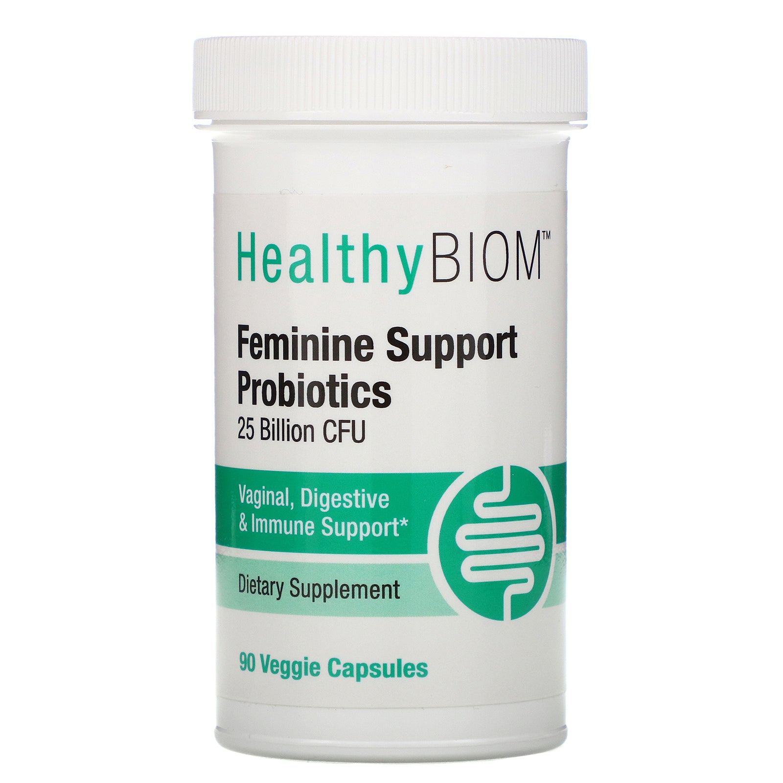 HealthyBiom, Feminine Support Probiotics, 25 Billion CFU, 90 Veggie Capsules