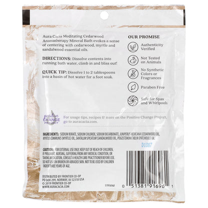 Aura Cacia, Aromatherapy Mineral Bath, Cedarwood, 2.5 oz (70.9 g)