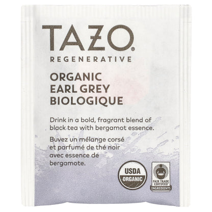 Tazo Teas, Regenerative, Black Tea, Organic Earl Grey, 16 Tea Bags, 1.38 oz (39 oz)