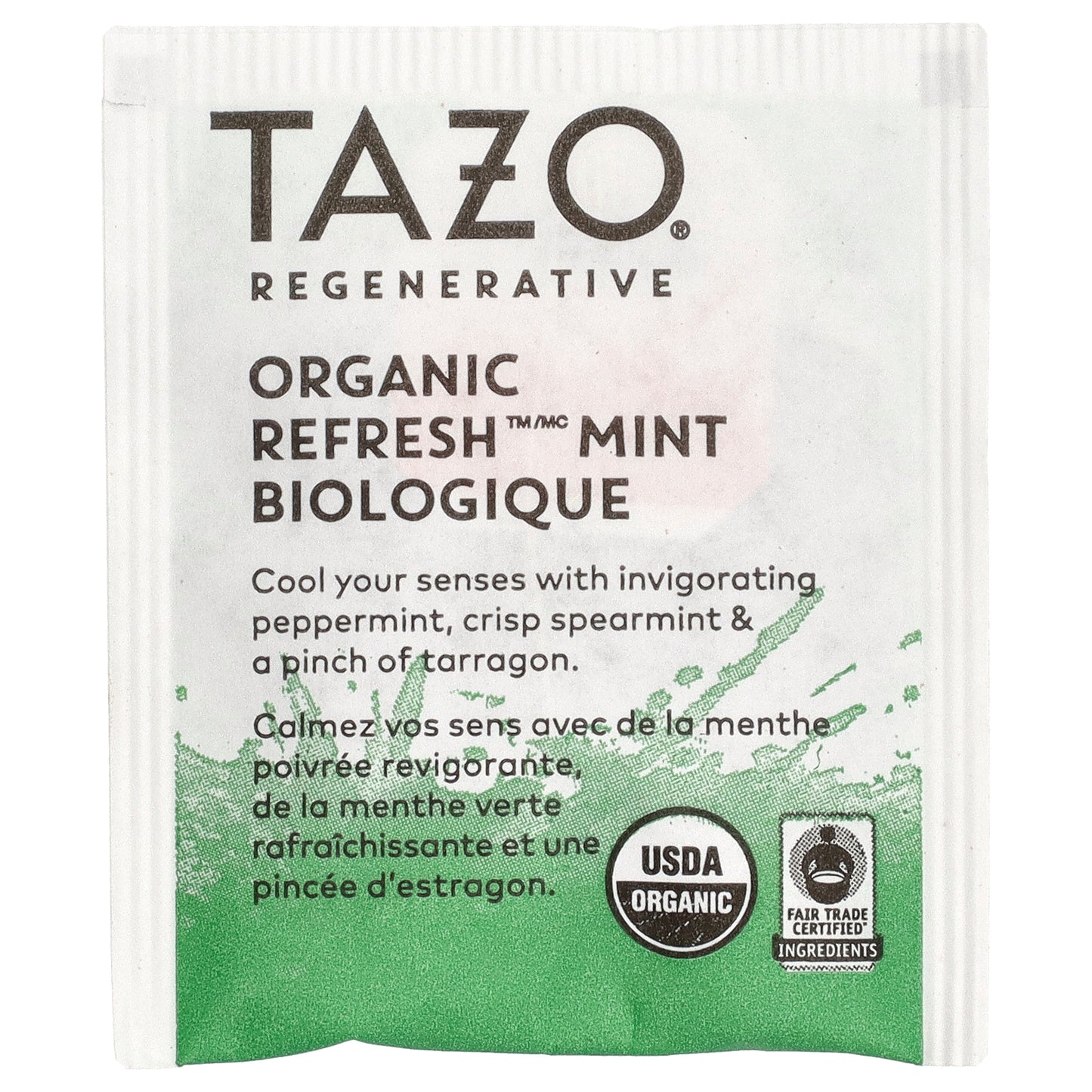 Tazo Teas, Regenerative, Herbal Tea, Organic Refresh Mint, Caffeine Free, 16 Tea Bags, 0.67 oz (19 g)