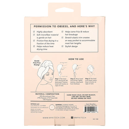 Kitsch, Quick Drying Microfiber Hair Towel, Micro Dot, 1 Piece