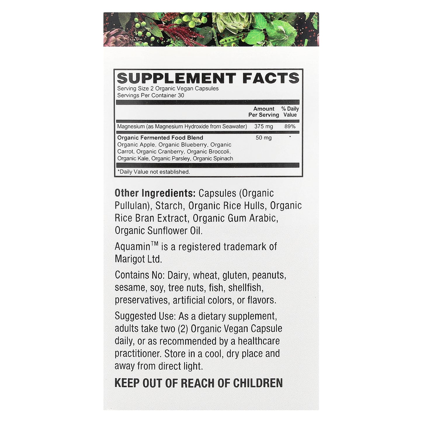 PlantFusion, Vegan SeaWater Magnesium, 60 Organic Vegan Caps