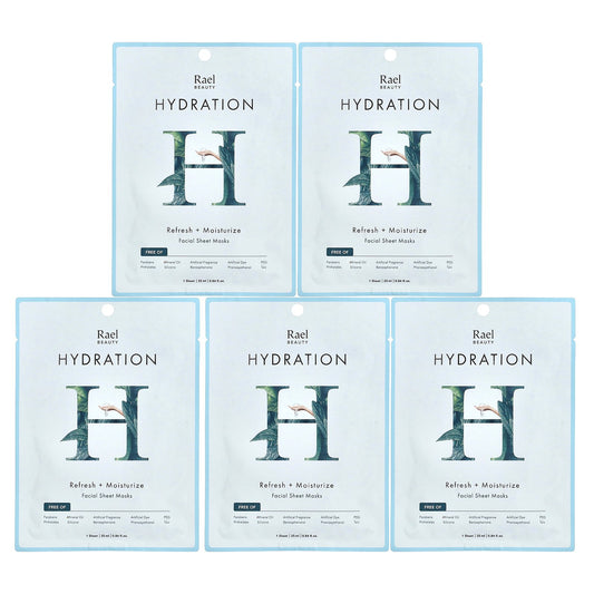 Rael, Beauty, Hydration Facial Beauty Sheet Masks, 5 Sheets, 0.84 fl oz (25 ml) Each