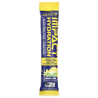 MHP, Impact Hydration, Electrolytes + Creatine, Lemon Lime , 14 Stick Packs, 0.52 oz (14.76 g) Each