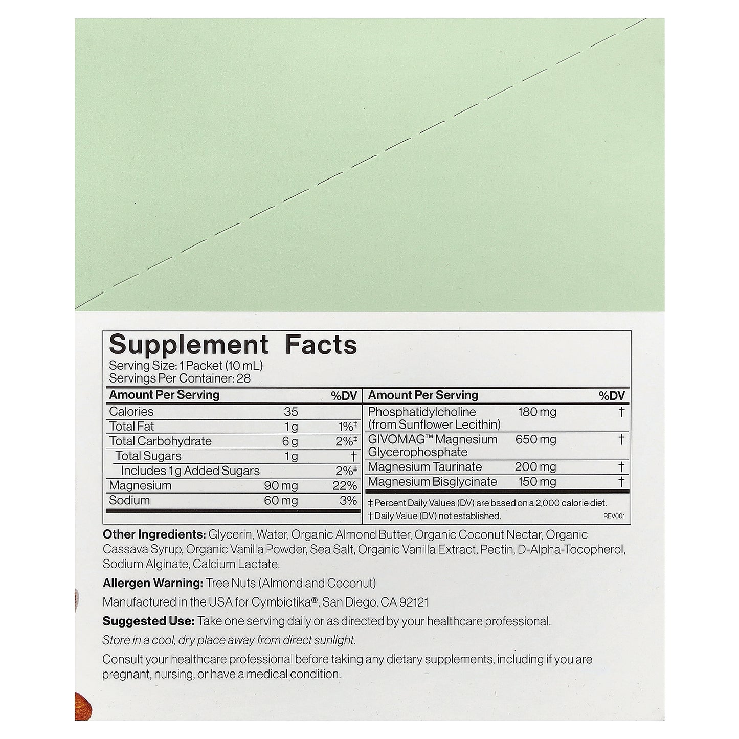 Cymbiotika, Liposomal Magnesium Complex, Vanilla Almond, 28 Liquid Packets, 0.3 fl oz (10 ml) Each