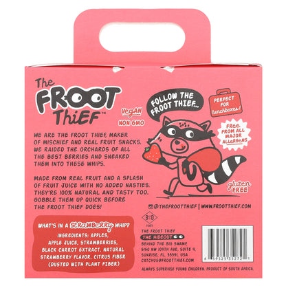 The Froot Thief, Real Fruit Whips, Strawberry, 5 Packs, 0.7 oz (20 g) Each