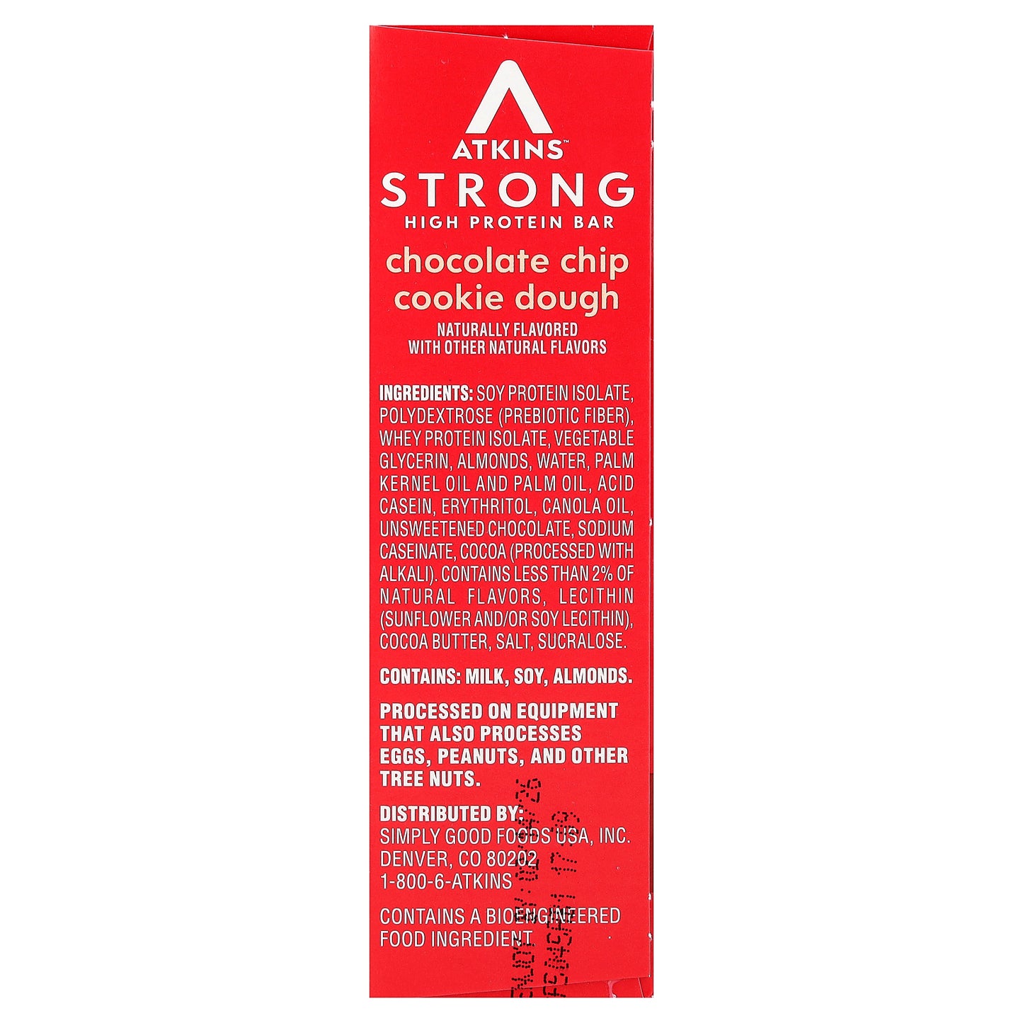 Atkins, Strong, High Protein Bar, Chocolate Chip Cookie Dough, 4 Bars, 2.12 oz (60 g) Each