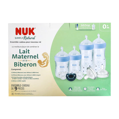 NUK, Simply Natural, Newborn Gift Set, 0+ Months, 9 Pieces