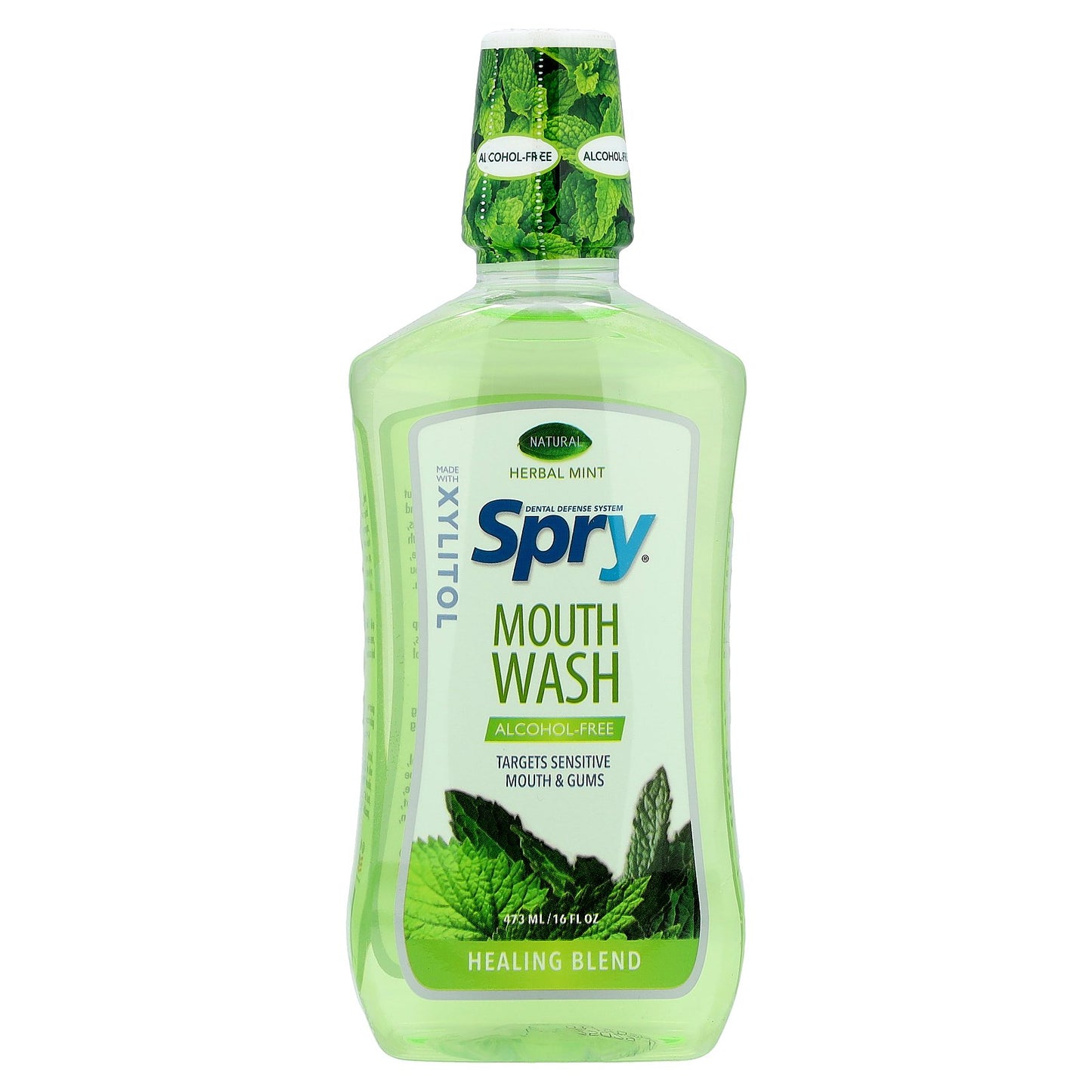 Xlear, Spry® Mouth Wash, Healing Blend, Alcohol-Free, Natural Herbal Mint, 16 fl oz (473 ml)
