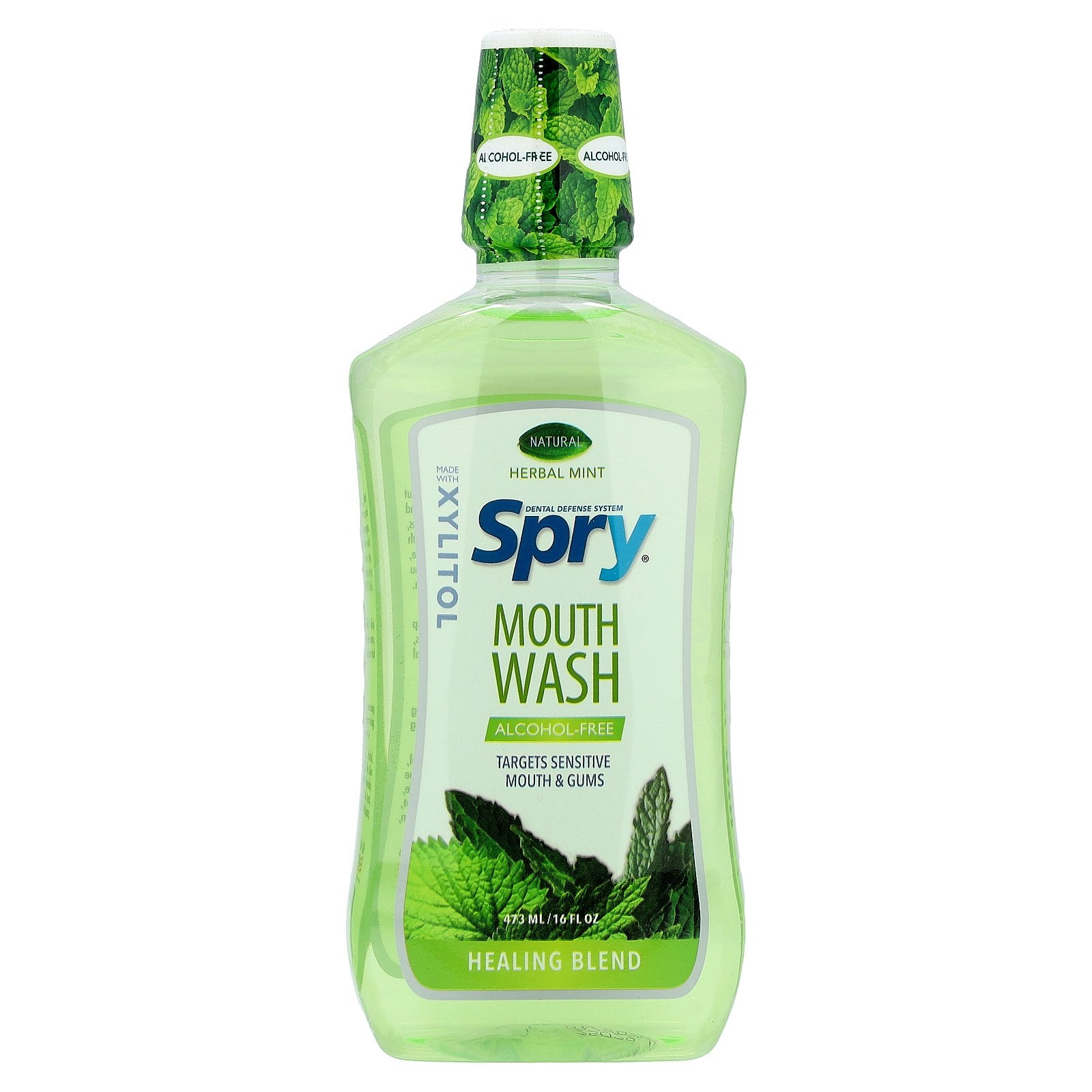 Xlear, Spry® Mouth Wash, Healing Blend, Alcohol-Free, Natural Herbal Mint, 16 fl oz (473 ml)