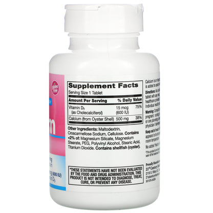 21st Century, Calcium 500 + D3, 15 mcg (600 IU), 90 Tablets