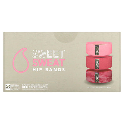 Sports Research, Sweet Sweat®, Hip Bands, Pink, 3 Bands