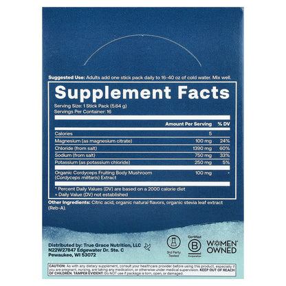 True Grace, ElectroMag™, Electrolyte Powder, Lemon Lime, 16 Stick Packs, 0.20 oz (5.64 g) Each