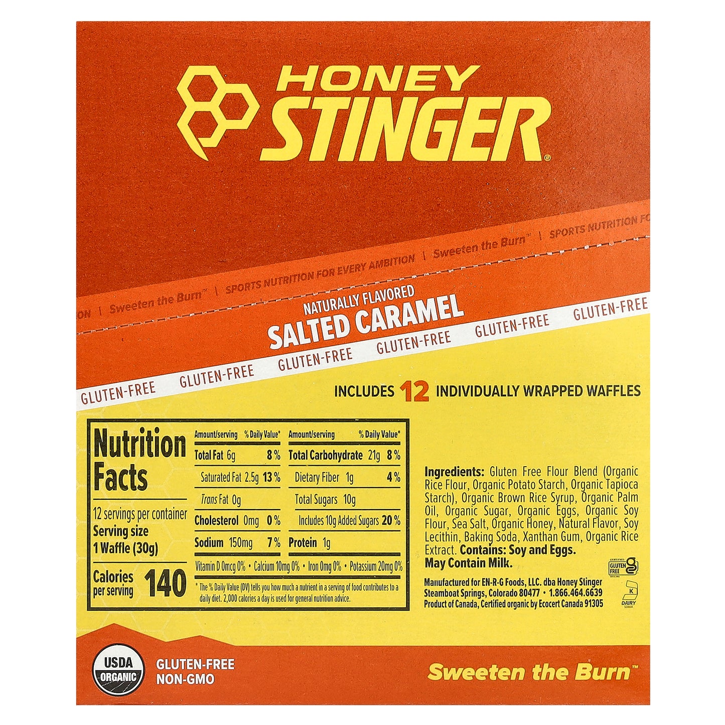 Honey Stinger, Energy Waffle, Salted Caramel, 12 Waffles, 1.06 oz (30 g) Each