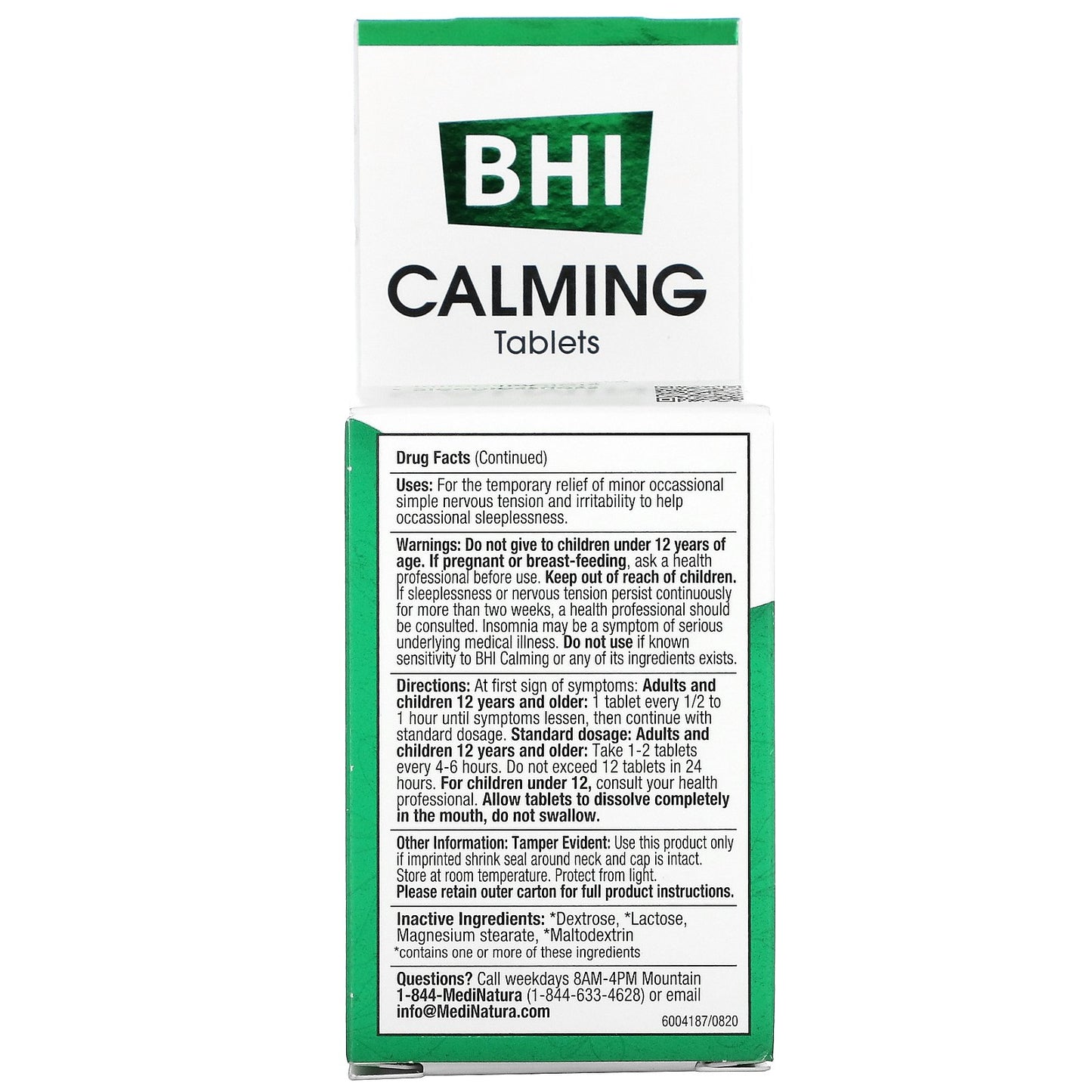 MediNatura, BHI, Calming, 100 Tablets