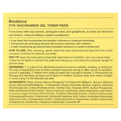 Biodance, Vita Niacinamide Gel Toner Pads, 60 Pads