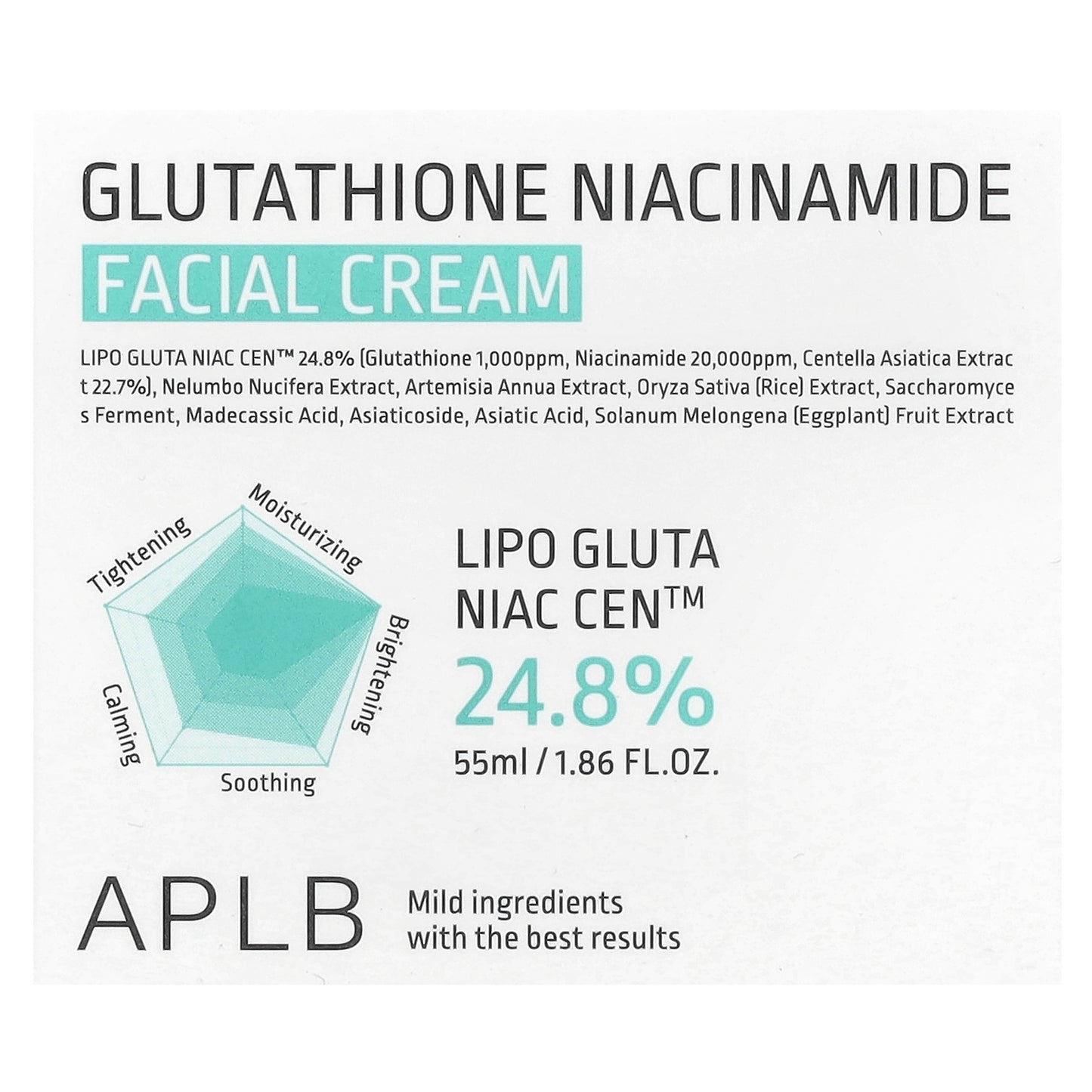 APLB, Glutathione Niacinamide, Facial Cream, 1.86 fl oz (55 ml)