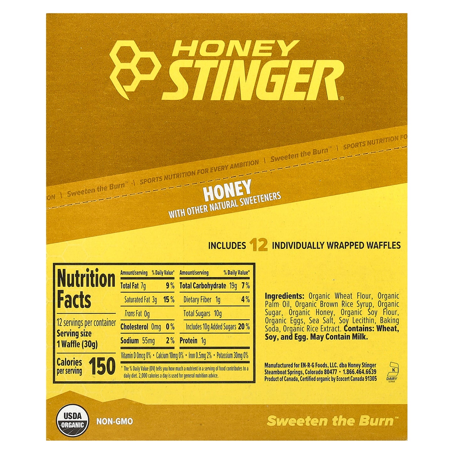 Honey Stinger, Energy Waffle, Honey , 12 Waffles, 1.06 oz (30 g) Each