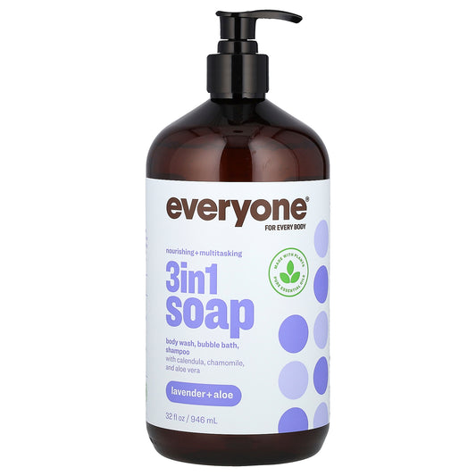 Everyone, 3 in 1 Soap, Lavender + Aloe, 32 fl oz (946 ml)