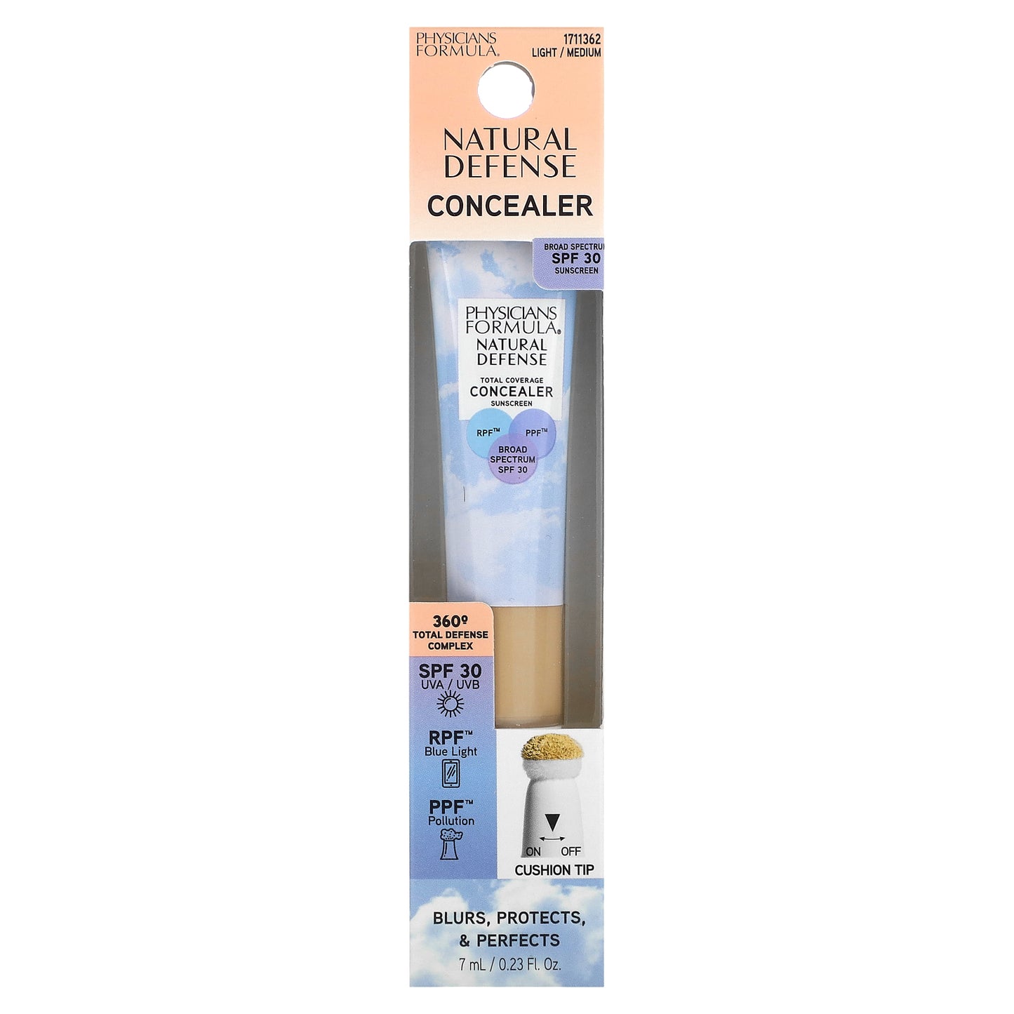 Physicians Formula, Natural Defense Concealer, SPF 30, Light/Medium, 0.23 fl oz (7 ml)