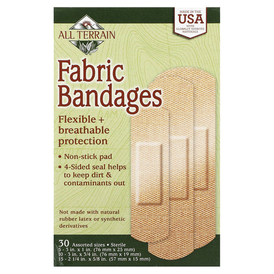 All Terrain, Fabric Bandages, Assorted Sizes, 30 Bandages