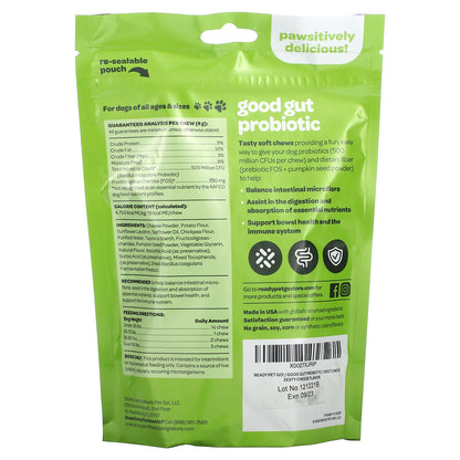 Ready Pet Go, Good Gut Probiotic, For Dogs, All Ages, Zesty Cheese, 90 Soft Chews, 12.7 oz (360 g)