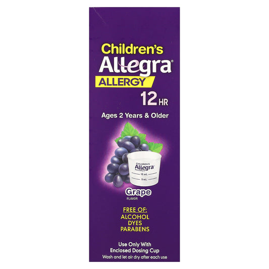 Allegra, Children's Allergy, 12 HR, Ages 2 Years & Older, Grape, 30 mg, 8 fl oz (240 ml)