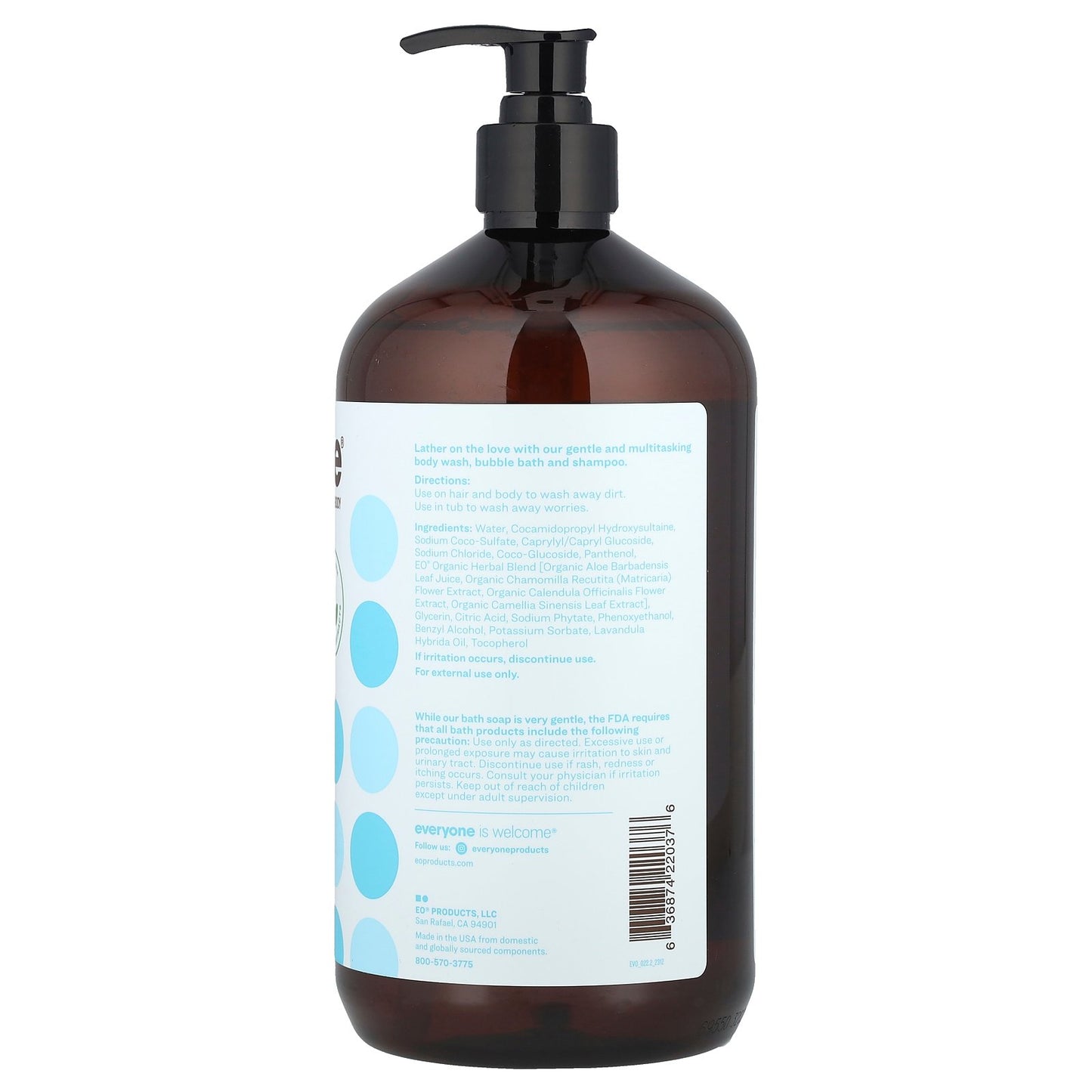 Everyone, 3 in 1 Soap, Body Wash, Bubble Bath, Shampoo, Unscented, 32 fl oz (946 ml)