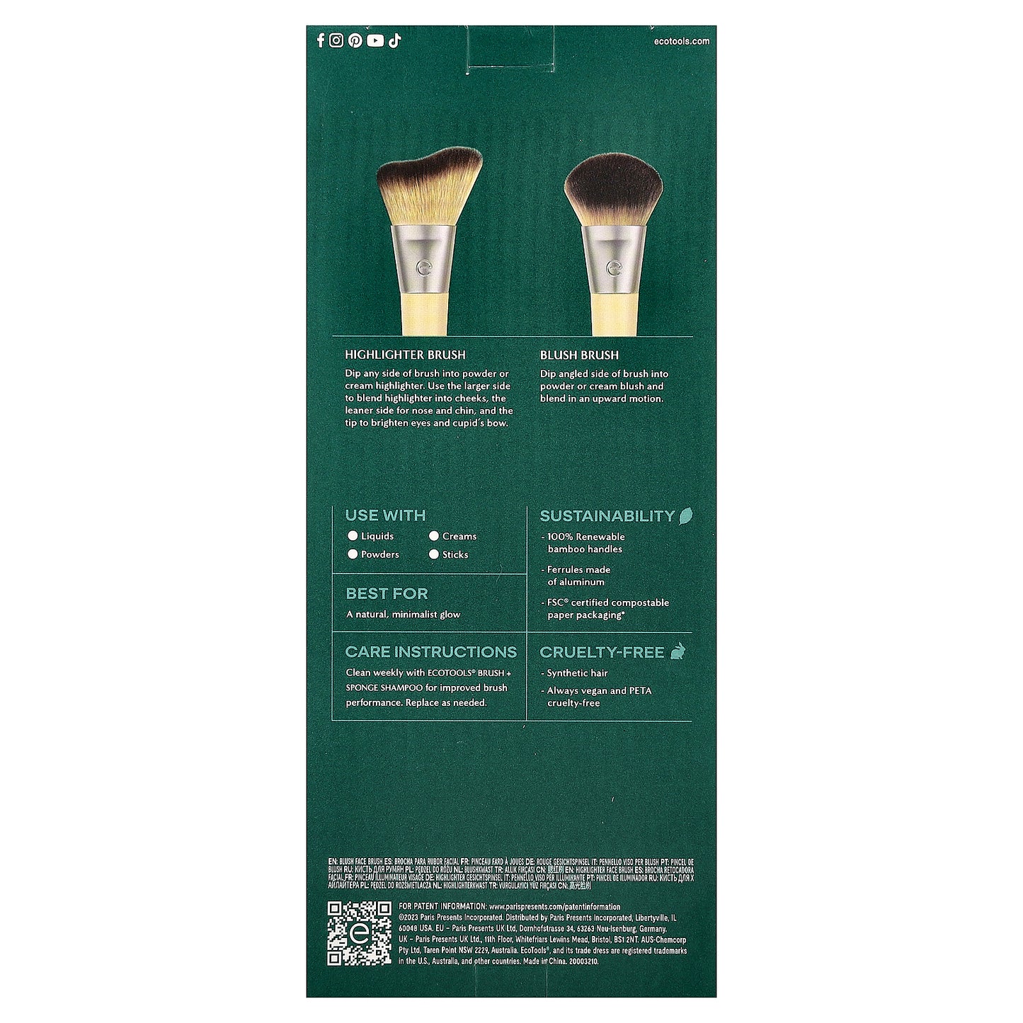 EcoTools, Blush + Highlight Brush Duo, 2 Brushes