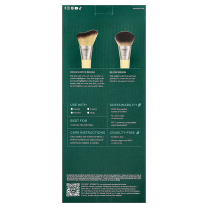 EcoTools, Blush + Highlight Brush Duo, 2 Brushes