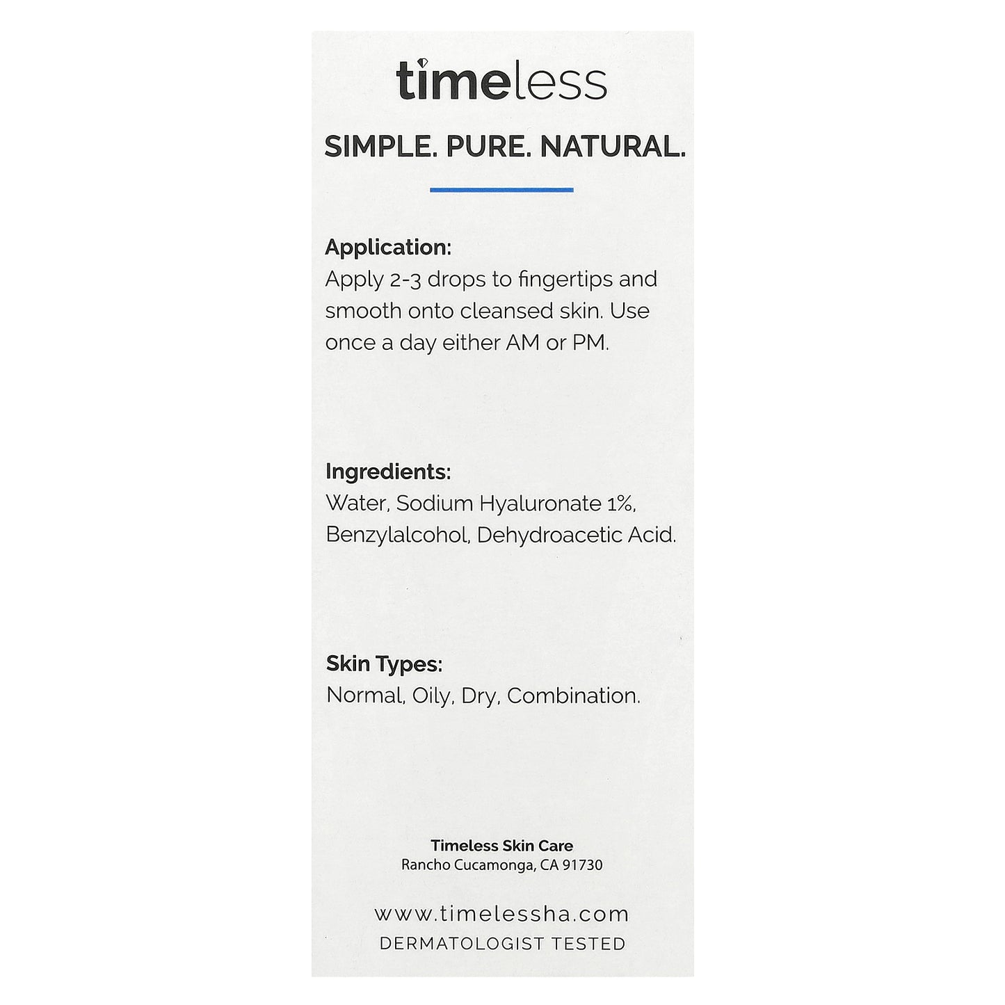 Timeless Skin Care, Hyaluronic Acid 100% Pure , 1 fl oz (30 ml)