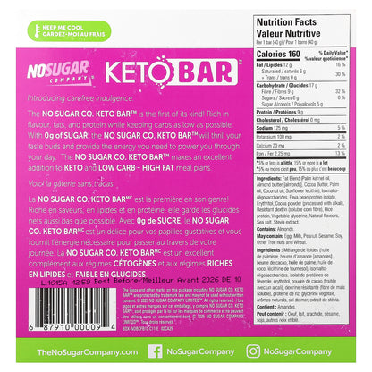 No Sugar Company, Keto Bar™, Chocolate Fudge Brownie, 12 Bars, 40 g Each