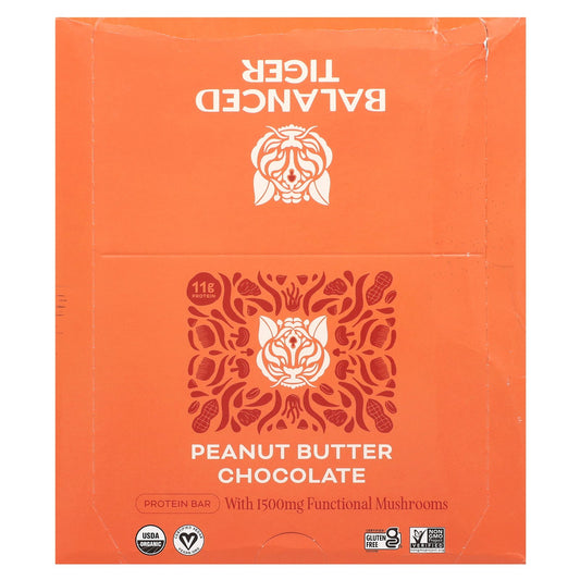 Balanced Tiger, Protein Bar, Peanut Butter Chocolate, 12 Bars, 1.55 oz (44 g) Each