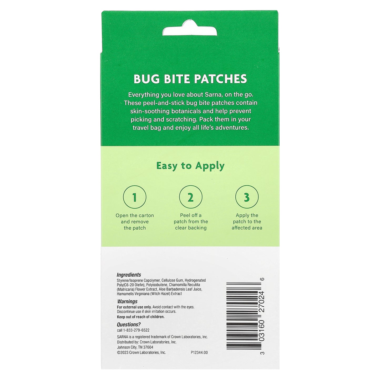 Sarna, Bug Bite Patches, 24 Count